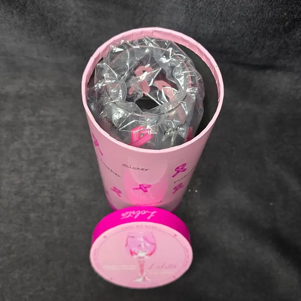 Lolita Love My Wine Collection Pink Ribbon Breast Cancer Awareness Wine Glass